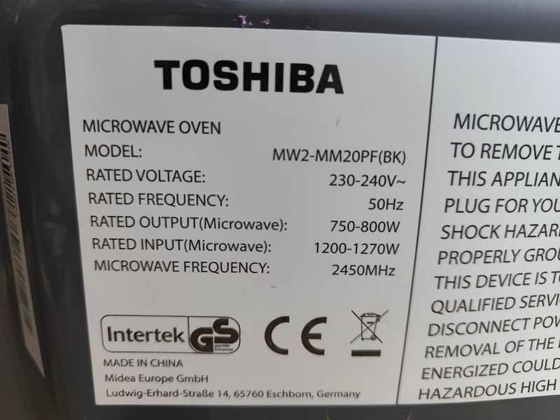 Микроволновая печь Toshiba MW2MM20PFBK 800W sn 000053810 фото