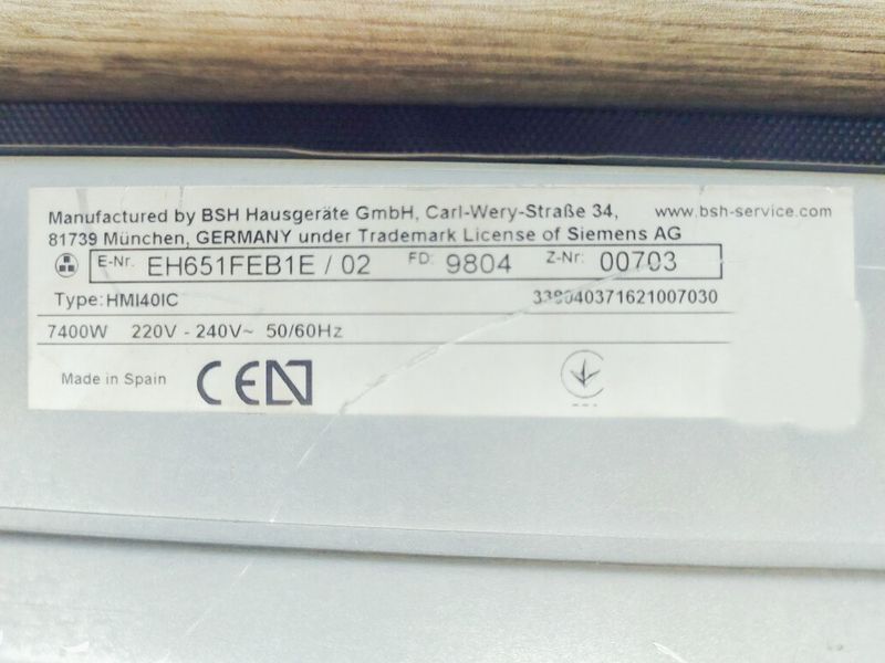 Плита індукційна Siemens EH651FEB1E 02 7400w 4 конфорки sn 9804 00703_п 4 н 230 000041733 фото