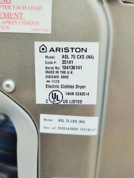 Сушильна машина Ariston ASL 75 CXS 7 кг sn 104136141_партія 3 номер 161 000040941 фото