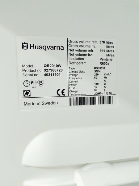 Холодильник однокамерний Husqvarna QR2010W 361л 110w sn 40311901_п9_н288 000044172 фото