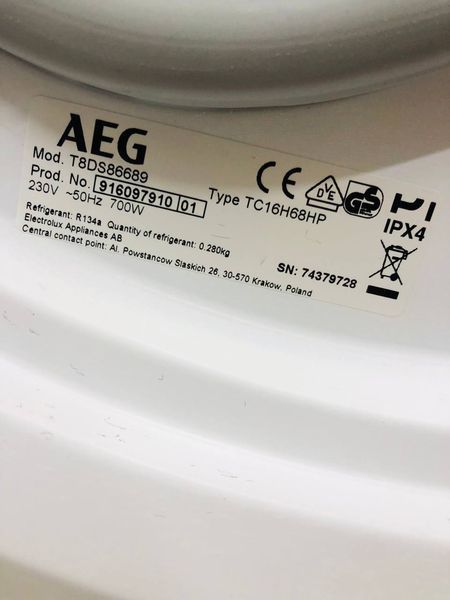 Сушильна машина AEG 8000 Series T8DS86689 700w 8 кг sn 74379728 000043622 фото
