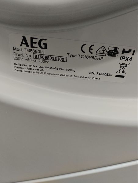 Сушильная машина AEG T68680IH 700w sn 74530539 000047303 фото