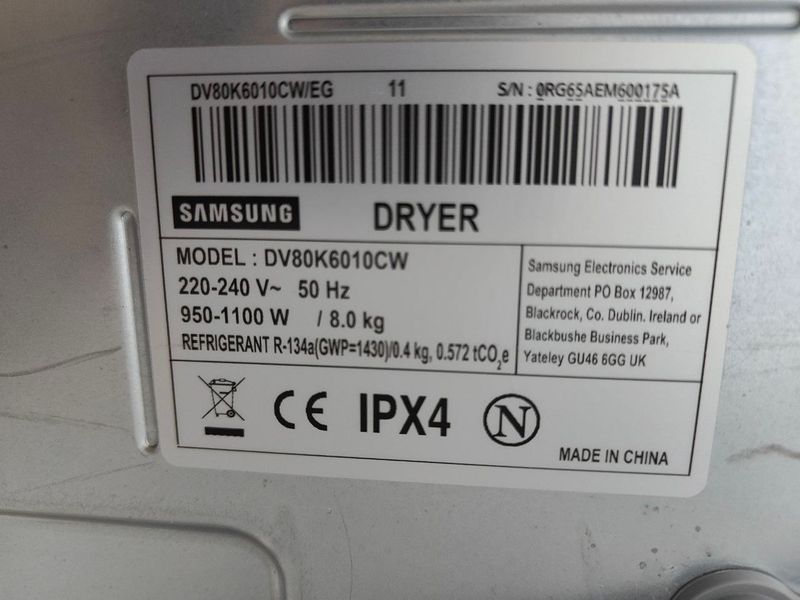 Сушильна машина Samsung DV80K6010CW 110W 8кг sn 0RG65AEM600175A 000052205 фото
