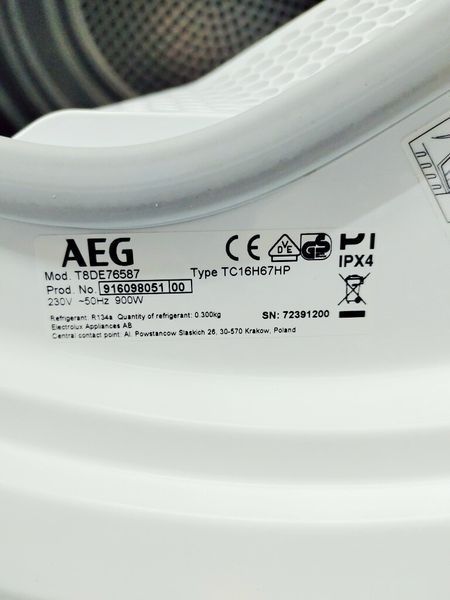Сушильна машина AEG 8000 Series T8DE76587 900w 8 кг sn 72391200 000041772 фото