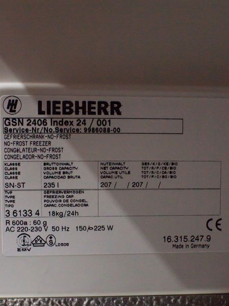Морозильный шкаф Liebherr GSN 2406 Index 24 001 000031847 фото