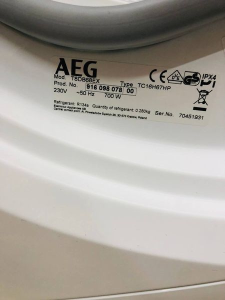 Сушильна машина AEG 8000 Series T8DB68EX 700w 8 кг sn 70451931 000043623 фото