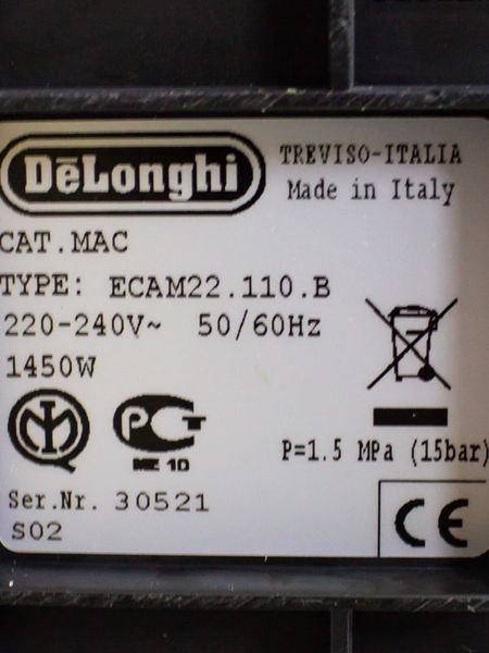 Кофемашина DeLonghi ECAM22 110 B 000031832 фото