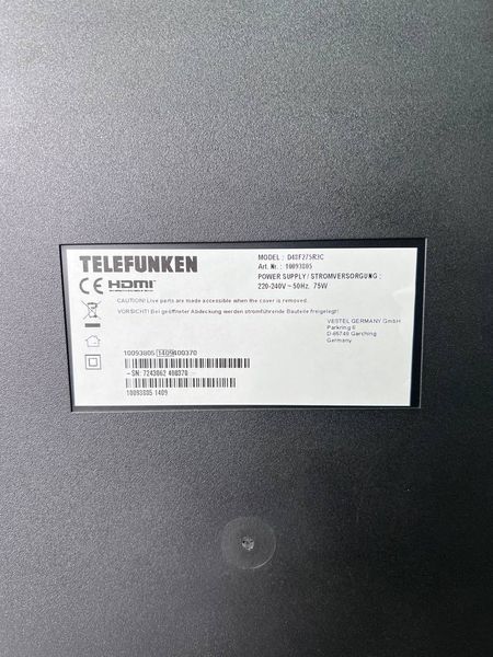 ТБ 48 Telefunken D48F275R3C Full HD Smart TV 75w sn 7243062400370 000039269 фото