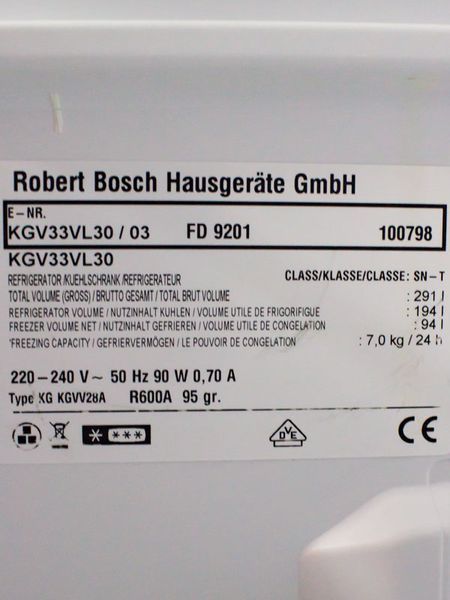 Холодильник двокамерний Bosch KGV33VL30 03 194+94л 90w sn 9201 100798 000032364 фото