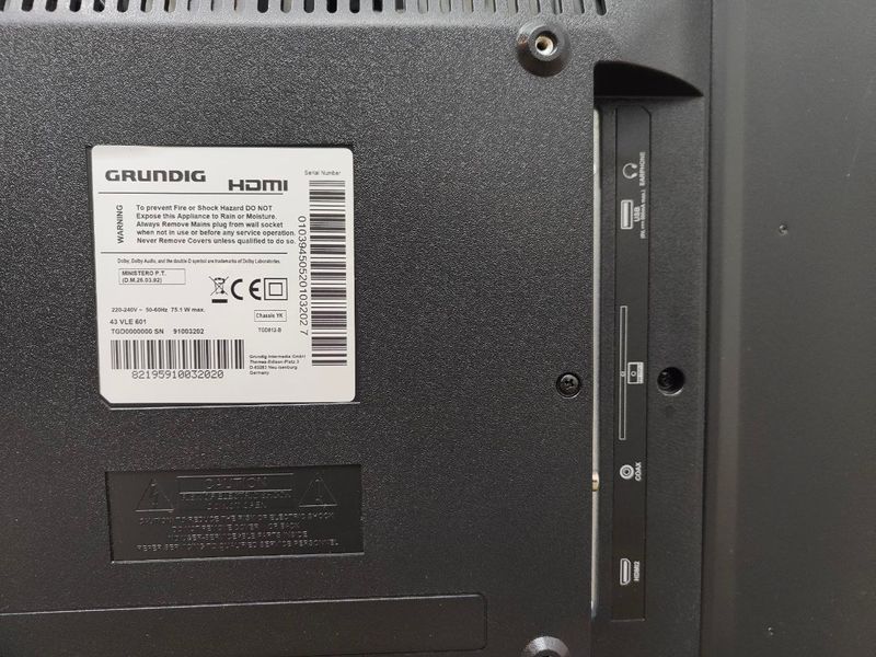 Телевізор 43 Grundig 43VLE 601 75W Full HD LED.sn 91003202 000053515 фото