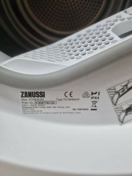 Сушильна машина Zanussi ZDH8353W 8 кг 900w sn 03619282 000040792 фото