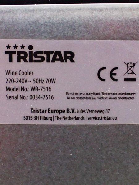 Холодильник винний Tristar WR 7516 70w 48л сток (без коробки) LPNHF000413631 147е 000032526 фото