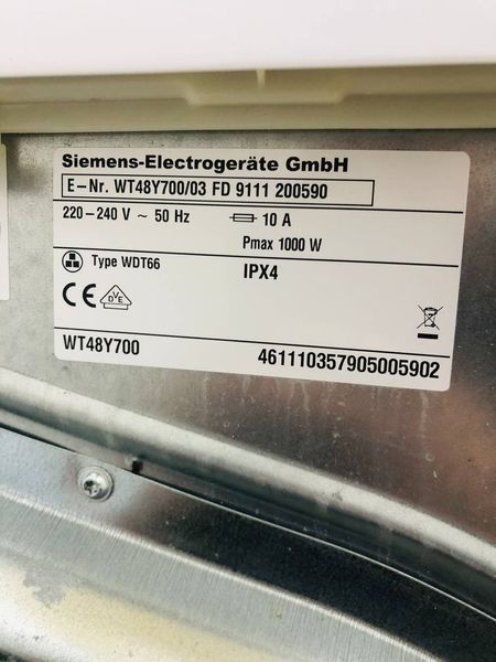 Сушильна машина Siemens IQ800 WT48Y700 03 1000w 8 кг sn 9111 200590 000043626 фото