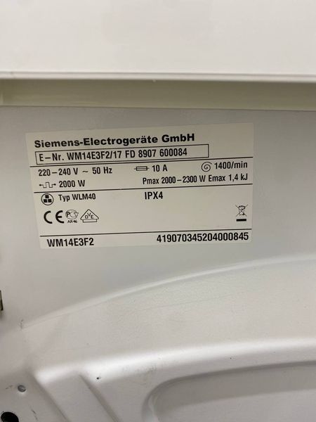 Стиральная машина Siemens WM14E3F 2300W 7кг sn 8907600084 000048716 фото