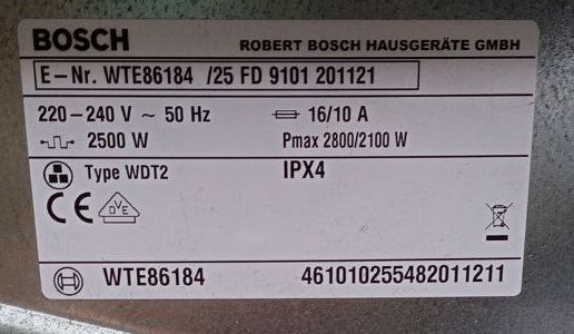 Сушильная машина Bosch Maxx7 Sensitive WTE86184 2800W 7кг sn 9101201121 000051759 фото