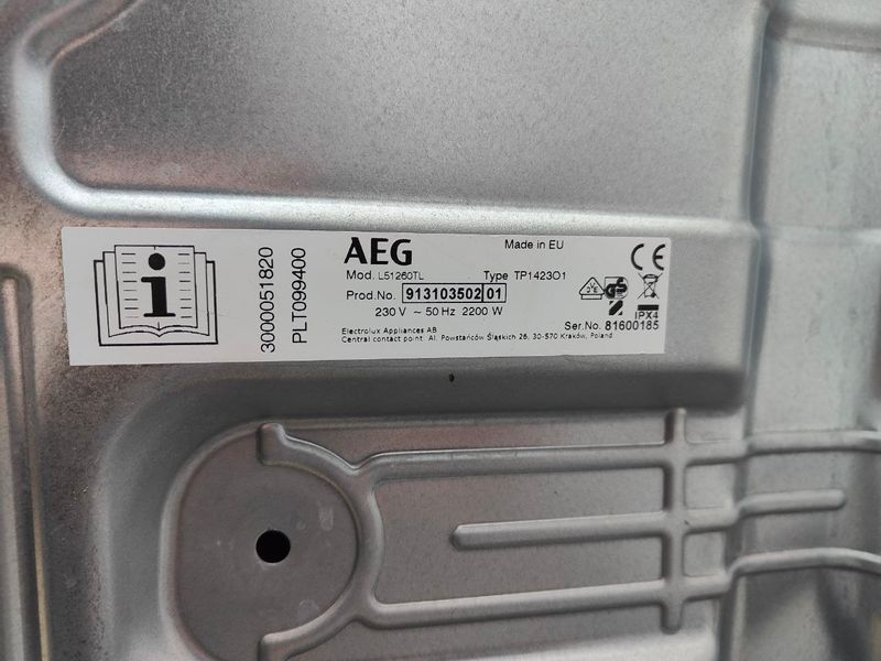 Пральна машина вертикальна AEG L51260TL 2200W 6кг sn 81600185 000053430 фото