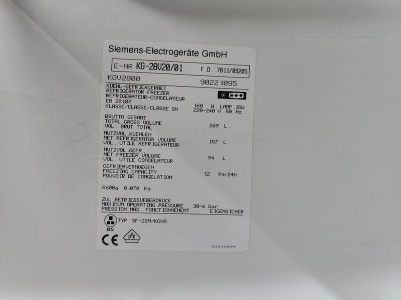 Холодильник Siemens KG 28V20 01 160W 157+94л sn 781109205 n631 000052995 фото