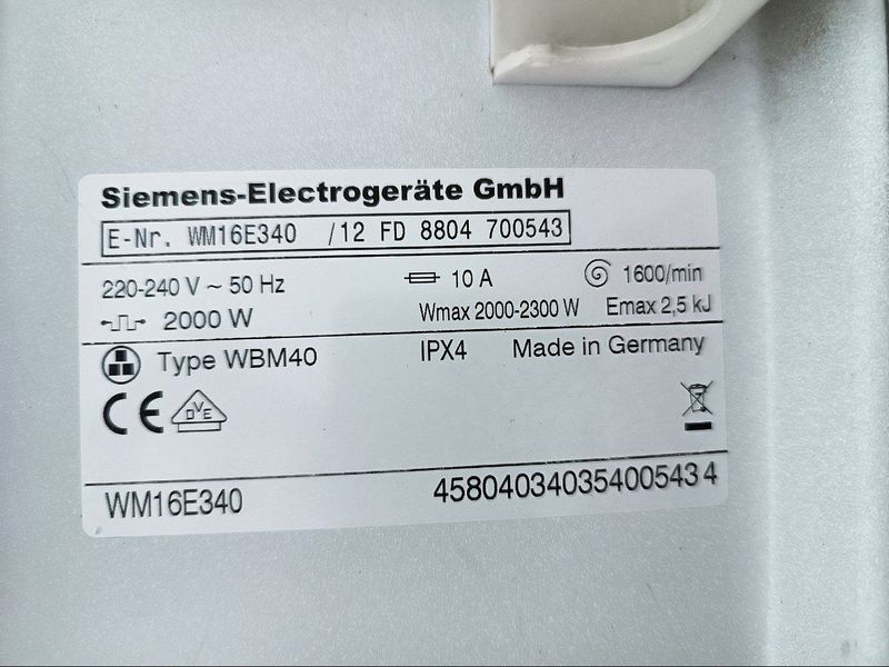 Стиральная машина Siemens WM16E340 2300W 7кг sn 700543 000049485 фото