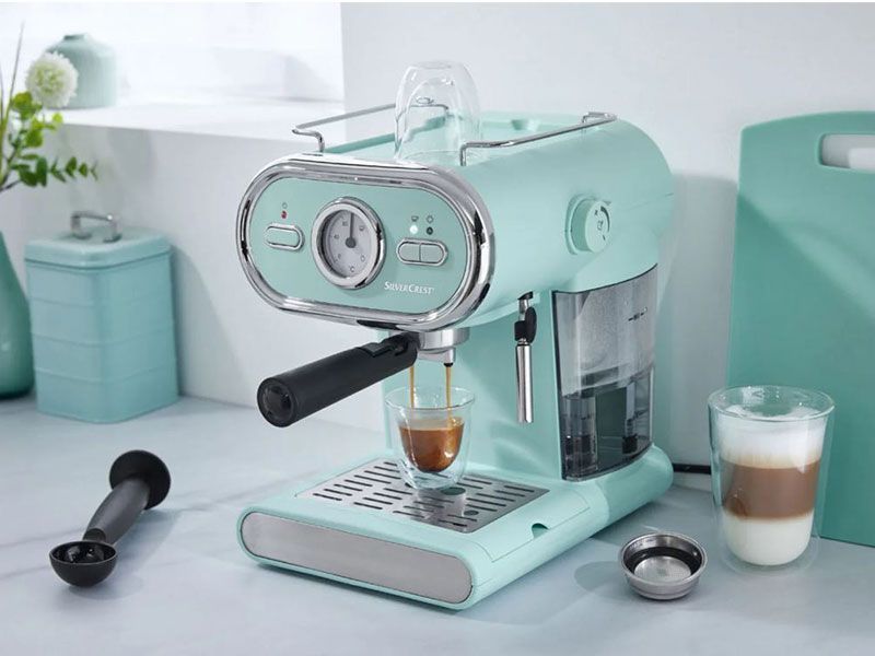 Кофеварка рожковая SilverCrest SEM 1100 D3 1100w 1л 15 Bar Green 000044006 фото