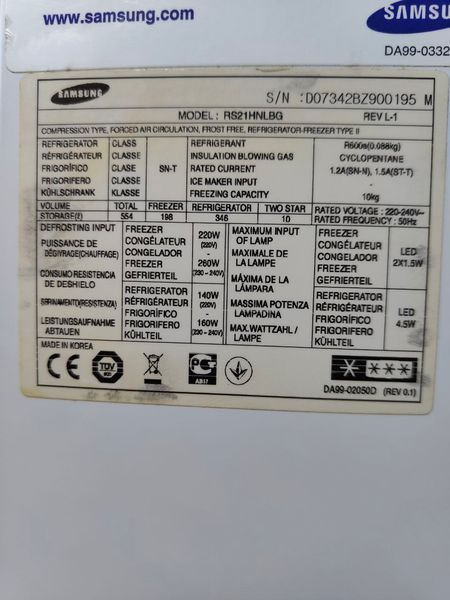 Холодильник SBS Samsung RS21HLNBG 160W 345+198л sn D07342BZ900195 n555 000051466 фото