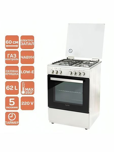 Плита комбінована VentoLux GE 6060 CS 6MT X 7500w White 000044724 фото