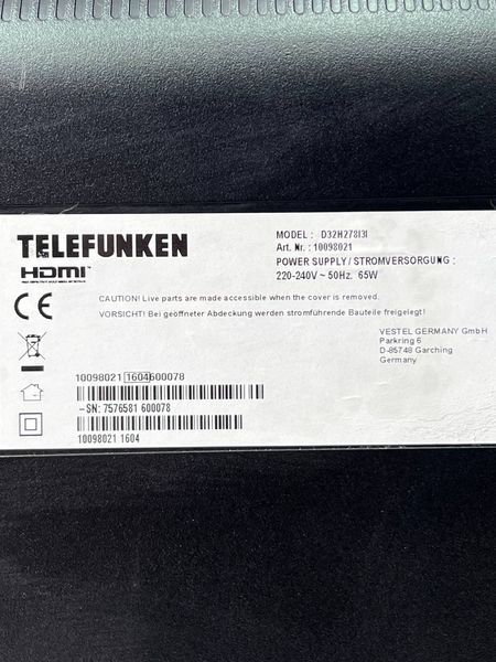 Телевизор 32 Telefunken D32H278I3I LED 000039795 фото