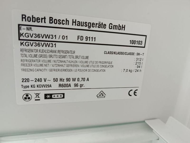 Холодильник двокамерний Bosch KGV36VW31 01 215+94л 90w sn 9111 100103_п11_302 000045152 фото