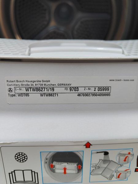 Сушильна машина Bosch Series4 WTW86271 1000W 8кг sn 9703205999 000051763 фото
