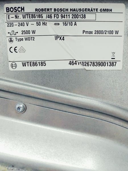 Сушильна машина Bosch Serie4 WTE86185 46 2800w 7 кг sn 9411 200138 000041789 фото