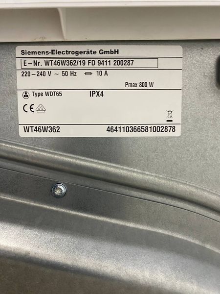 Сушильная машина Siemens WT46W362 800W 8кг sn 9411200287 000048150 фото