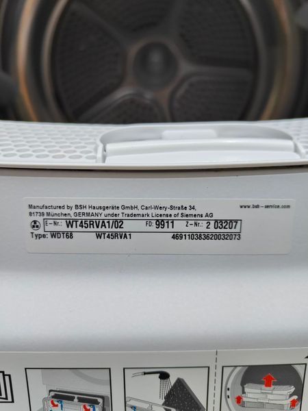 Сушильная машина Siemens WT45RVA1 02 600W 7кг sn 9911203207 000051070 фото