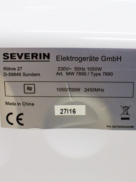 Мікрохвильова піч Severin MW 7890 1050w sn 27I16 000031591 фото