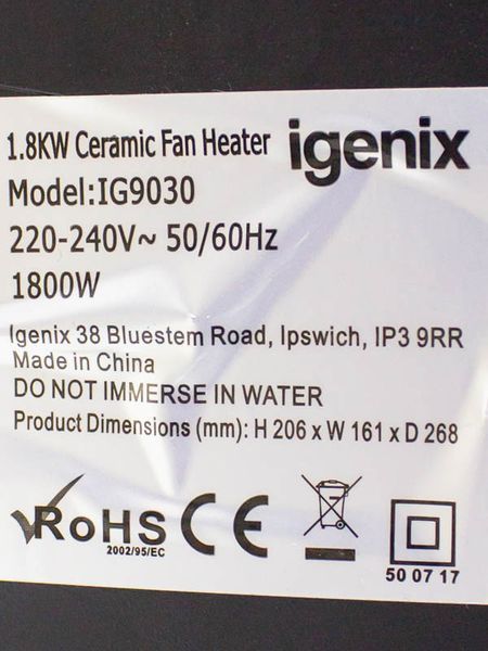 Тепловентилятор Igenix IG9030 000020368 фото