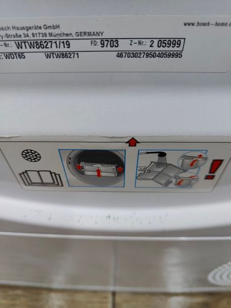 Сушильна машина Bosch Series4 WTW86271 1000W 8кг sn 9703205999 000051763 фото