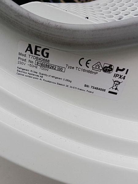 Сушильна машина AEG T7DB40688 700W sn 73484005 000050529 фото