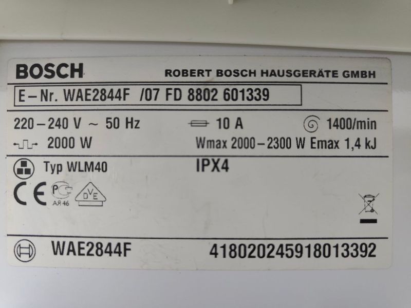 Пральна машина Bosch Maxx7 WAE2844F 2300W 7кг sn 8802601339 000051744 фото