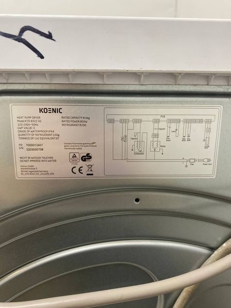Сушильная машина Koenic KTD8322 A2 800W 8кг sn 2203000708 000048145 фото