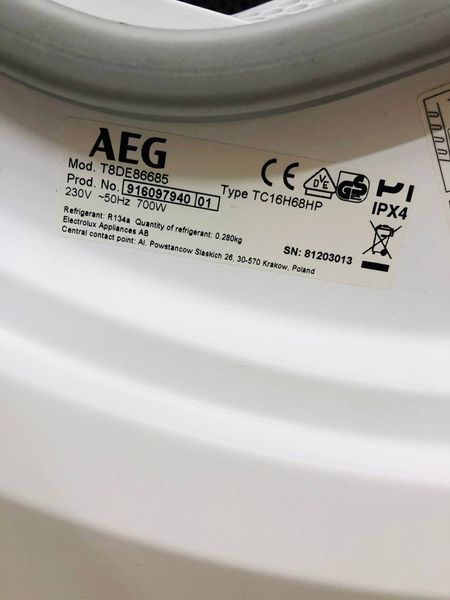 Сушильная машина AEG 8000 Series T8DE86685 000043625 фото