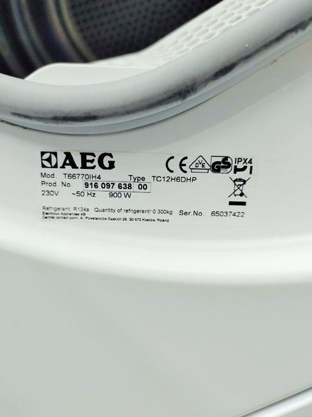 Сушильна машина AEG T66770IH4 900w 7 кг sn 65037422 000037925 фото