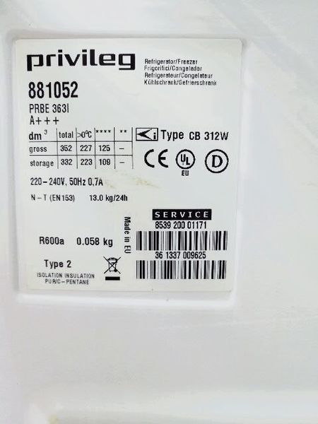 Холодильник двухкамерный Privileg 881052 000035016 фото