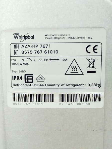 Сушильная машина Whirlpool AZA HP 7671 000038798 фото