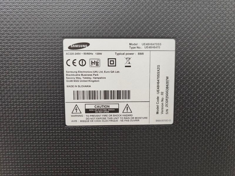 Телевизор Samsung UE48H6470SS 130W sn ZCGR3SGG384287W 000053527 фото