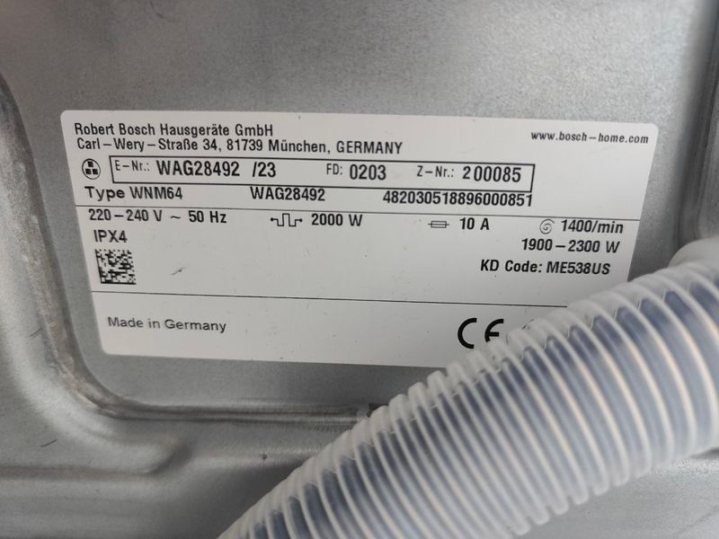 Пральна машина Bosch Serie6 WAG28492 23 2300W 8кг sn 0203200085 000052876 фото