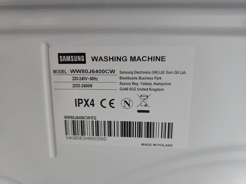 Стиральная машина Samsung WW80J6400CW 2400W 8кг sn 04GB5ESH600258D 000053057 фото