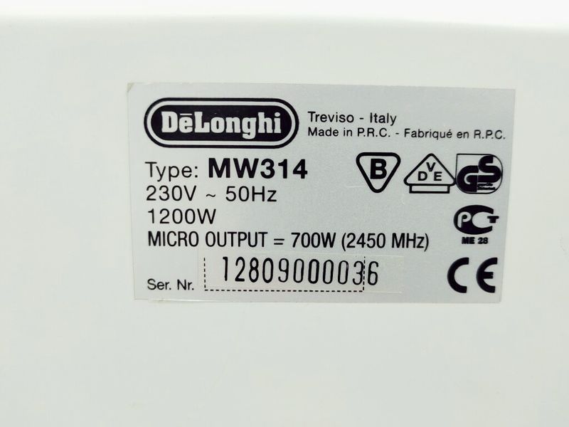 Мікрохвильова піч DeLonghi MW314 1200w sn 12809000036 000041844 фото