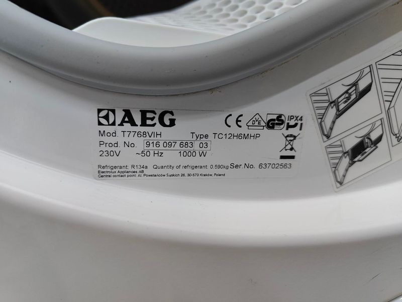 Сушильная машина AEG Lavatherm Protex Plus T7768VIH 1000W 8кг sn 63702563 000051758 фото