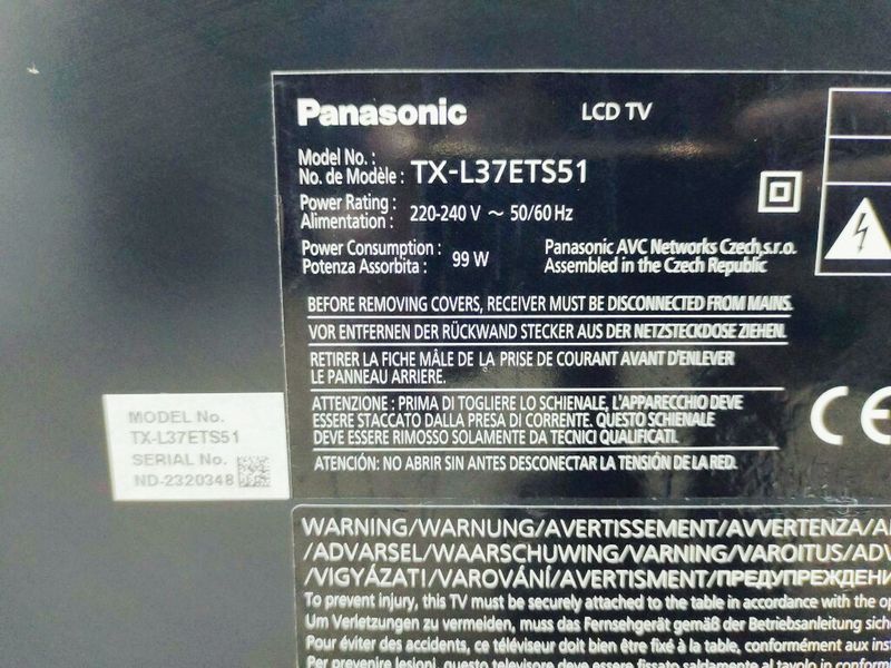 ТБ 37 Panasonic TX L37ETS51 LCD Full HD Smart TV 99w sn 2320348 000042299 фото