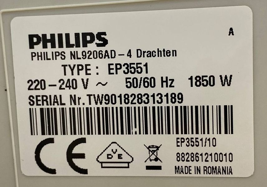 Кавомашина Philips EP3551 1850w TW901828313189 000048987 фото