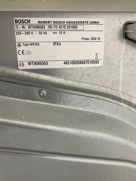 Сушильная машина Bosch WTW86563 1000W 7кг sn 9210201059 000048146 фото
