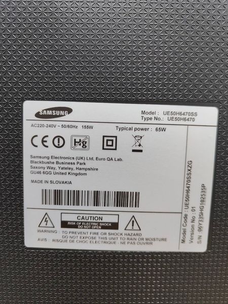 Телевізор Samsung UE50H6470SS 155W sn 06Y33SHG102535P 000051459 фото
